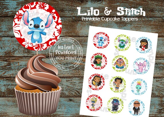 Lilo And Stitch Cupcake Toppers Lilo And Stitch Party Etsy