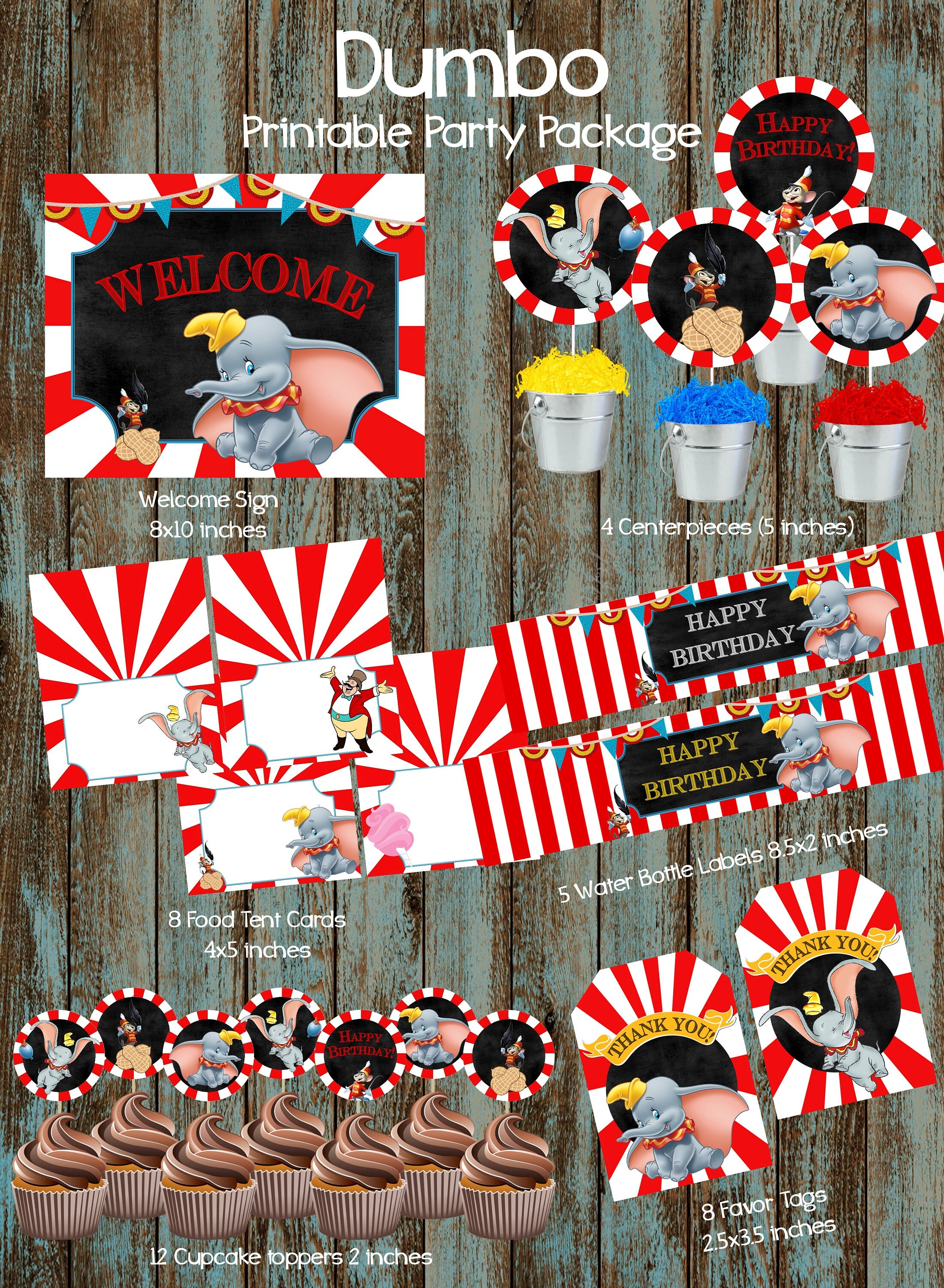 Dumbo Party Package Disney Dumbo Package Printable Dumbo | Etsy