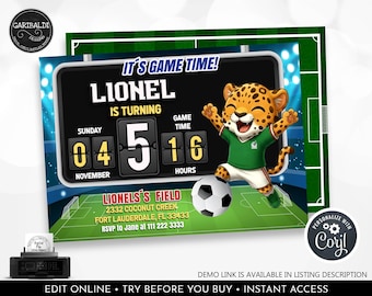 Soccer Invitation Editable Soccer Birthday Party Invite Football Soccer Kids Futbol Soccer World Cup Mexico Digital Download Printable FBS
