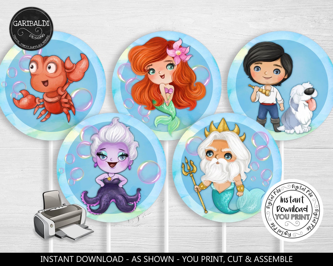 Little Mermaid Centerpieces Printable Under the Sea Cake Topper Mermaid Birthday Party ...