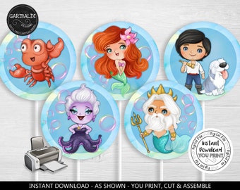 Little Mermaid Centerpieces Printable Under the sea Cake Topper Mermaid Birthday Party Decorations Mermaid Party Supplies Download Print LM