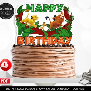 Instant Download Lion King Cake topper Printable Lion King Centerpiece Lion Party Decorations Little Lion "Happy Birthday" Cake Topper DLK