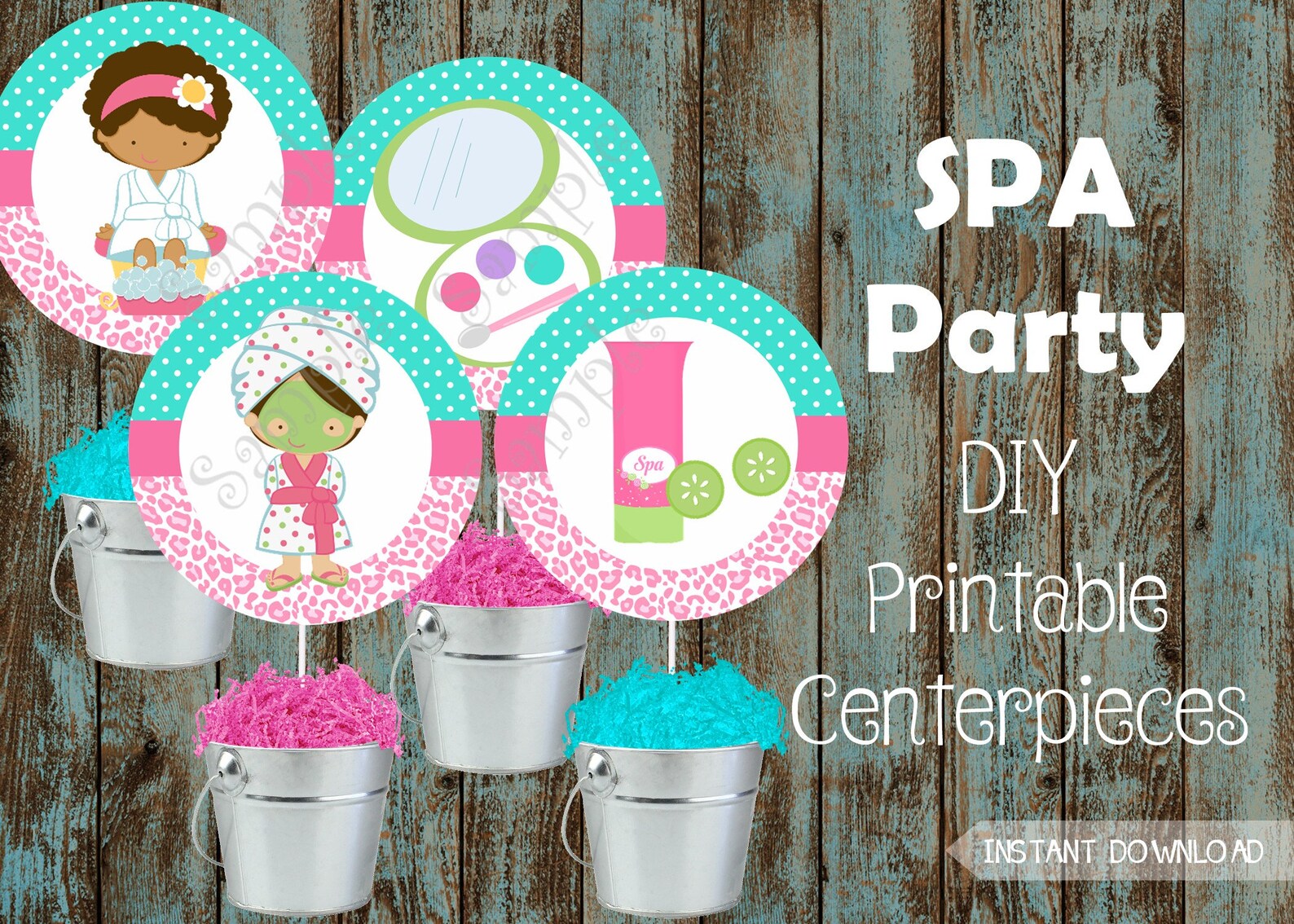 Printable Spa Party Centerpieces Spa Party Decorations Spa Etsy