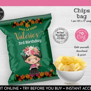 Editable Mexican Chip bag Printable Cute Señorita Chip Bags Mexican Fiesta Chip bags Mexican Party Supplies Mexican Party Snack Favors MFK