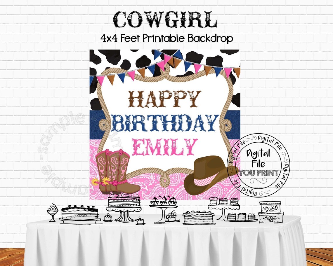 Printable Cowgirl Backdrop Cowgirl Birthday Party | Etsy