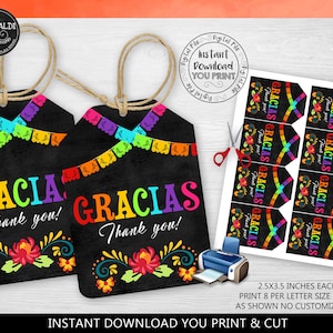 Instant download Fiesta Favor Tags, Fiesta Gift Tags, Fiesta Party Tags, Fiesta Thank You Tags, Mexican Gift Tags, Mexican Fiesta Labels MF