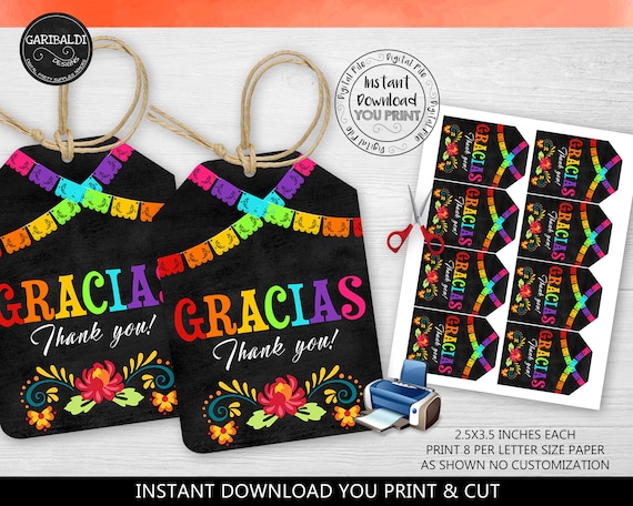 Instant Download Fiesta Favor Tags Fiesta Gift Tags Fiesta - Etsy
