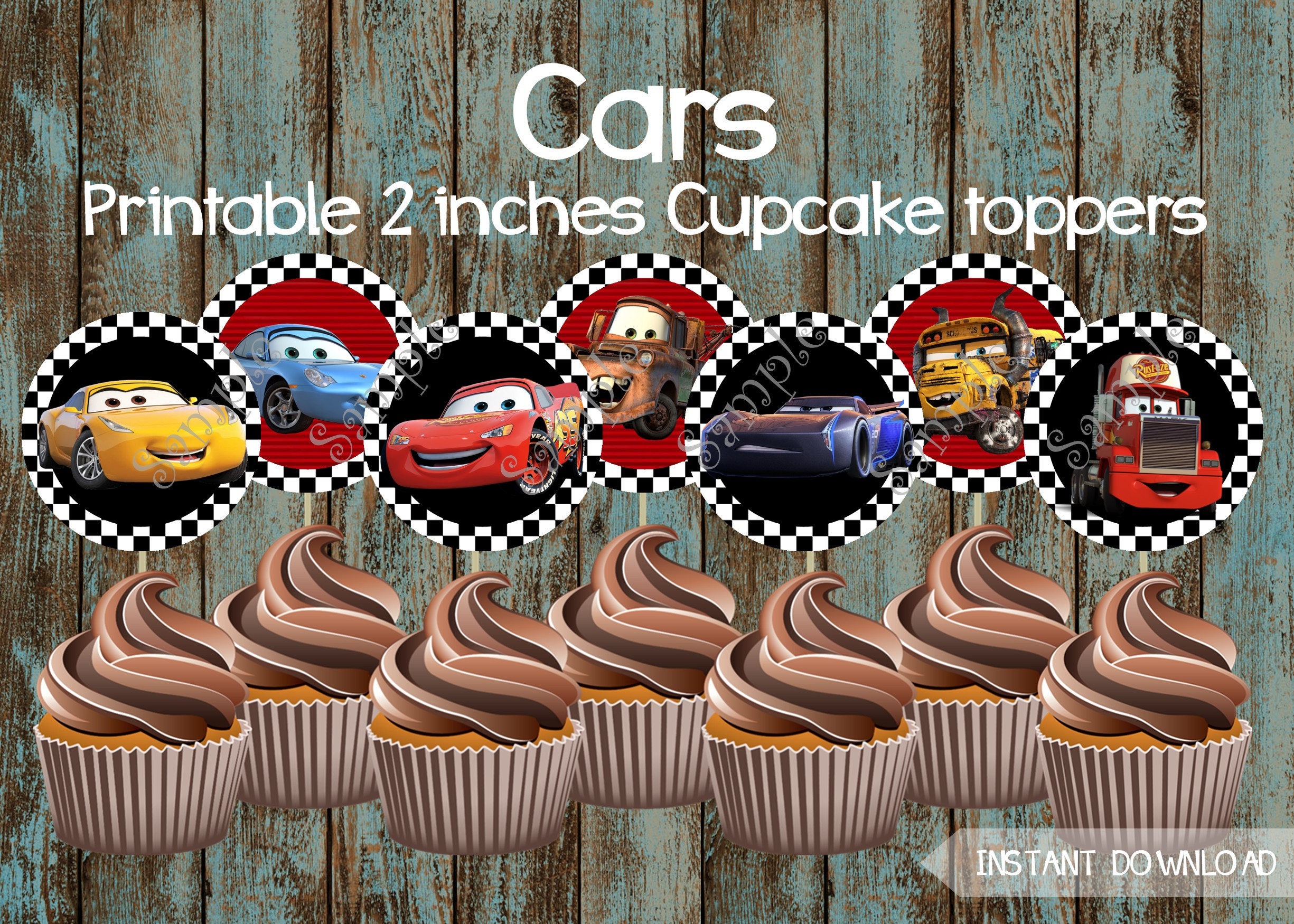 Cars Cupcake Toppers Cars 3 Printable Cupcake Toppers Cars | Etsy