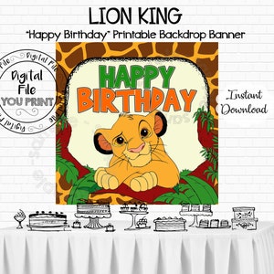 Instant Download Printable Lion Backdrop Banner Lion Birthday Party Decorations Lion King Banner Lion Party Supplies LKO