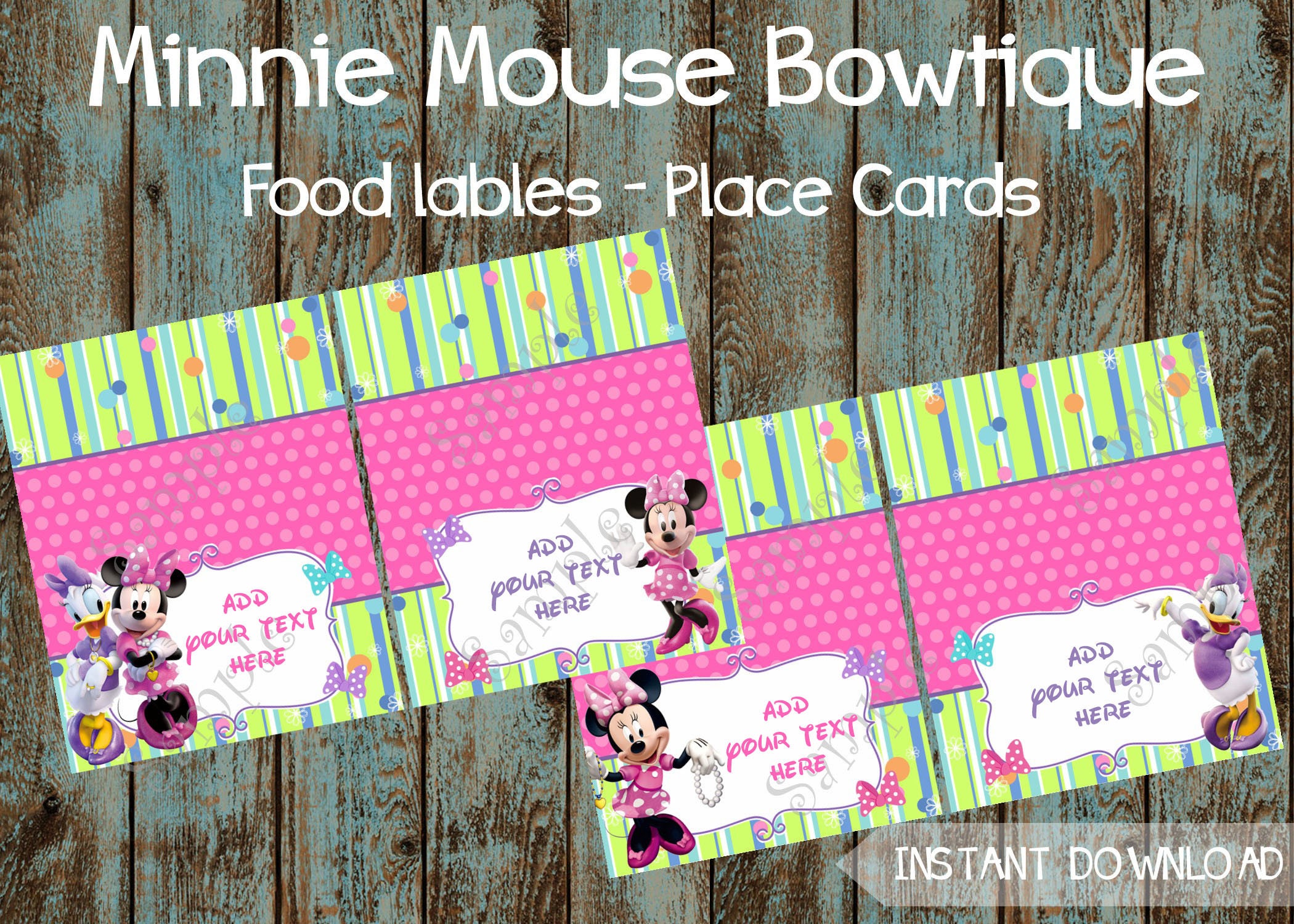 Minnie Mouse Food Labels Minnie Mouse Editable Food Tent Tags | Etsy