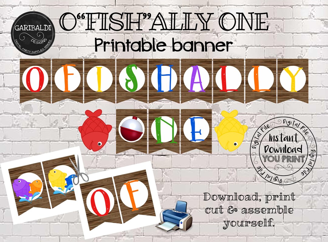 Printable Ofishally One Banner Fishing INSTANT - Etsy