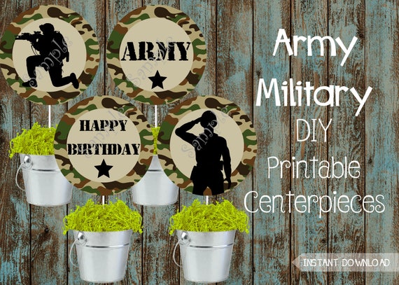 Printable Camouflage Centerpieces Army Party Decorations Etsy