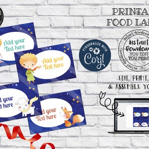 Editable Little Prince Food Labels The Little Prince Buffet Food Tent Cards Instant Download Little Prince Place Cards Template LP001