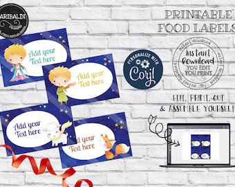 Editable Little Prince Food Labels The Little Prince Buffet Food Tent Cards Instant Download Little Prince Place Cards Template LP001