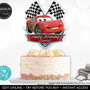 Editable Race Cars Cake Topper Racing Car Centerpieces Cars T-shirt Transfer Cars Birthday Party Decor Digital Download Printable DCR