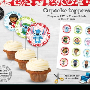 Hawaiian Luau Cupcake Toppers Printable Luau Birthday Party Supplies Hawaiian Tropical Baby Shower Party Decorations Instant Download LSW