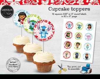 Instant download Hawaiian Luau Cupcake Toppers Printable Luau Birthday Party Supplies Hawaiian Tropical Baby Shower Party Decorations LSW