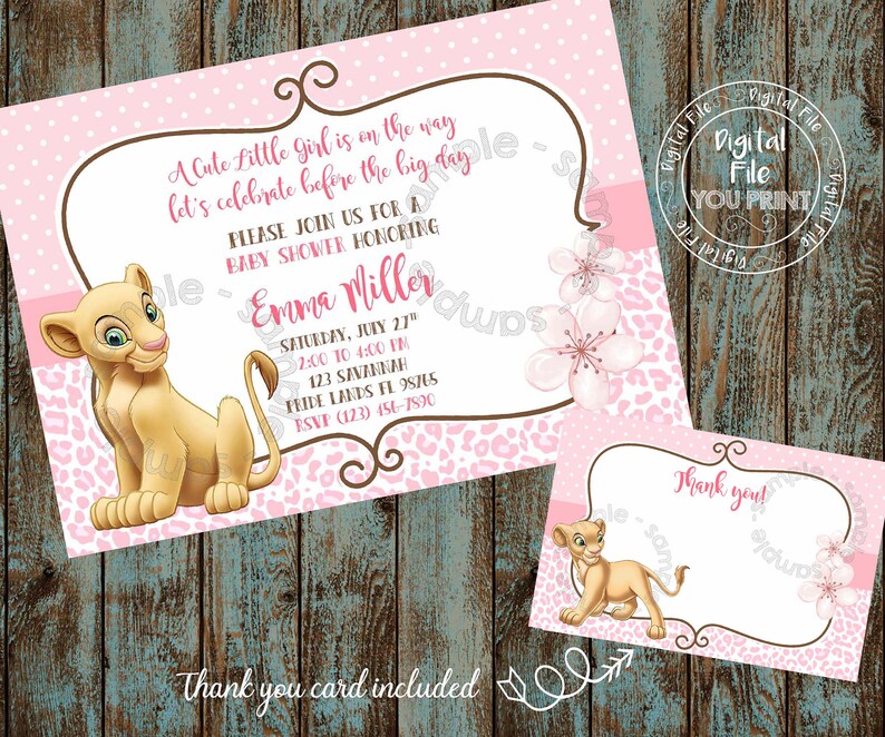 Printable Nala Baby Shower Invitation The Lion King Nala Baby Etsy