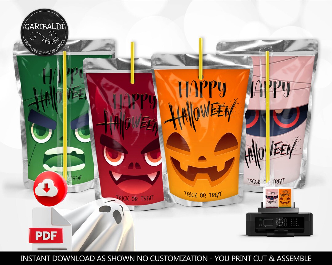 Halloween Juice Pouch Labels Halloween Capri Sun Labels Halloween Party ...