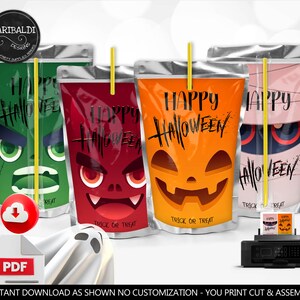 Halloween Juice Pouch Labels Halloween Capri Sun Labels Halloween Party Supplies Digital Download Printable Party Treat Favors HW