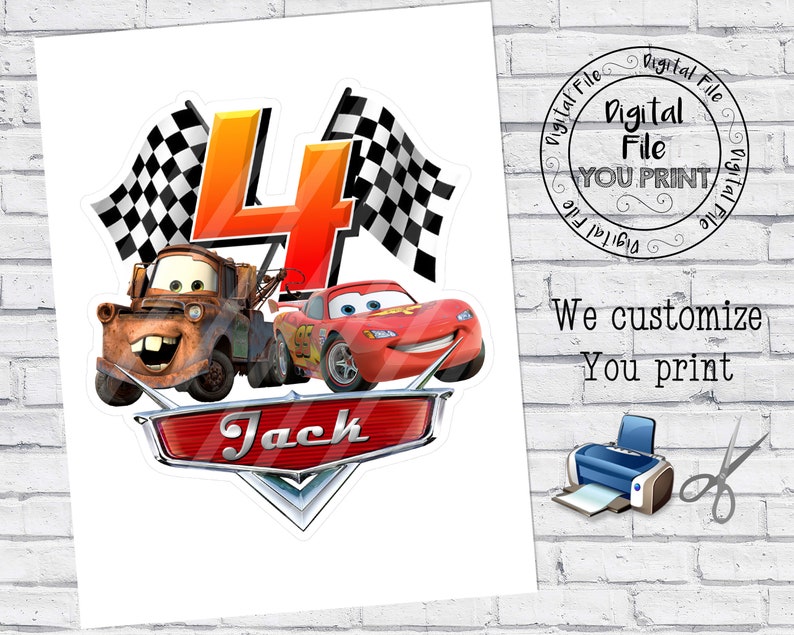 cars cake topper disney cars printable cake topper lighting etsy
