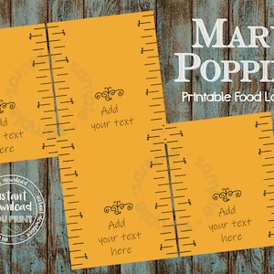 Mary Poppins Food Label, Mary Poppins place card, Mary Poppins tent card, Mary Poppins label, Mary Poppins party, Mary Poppins birthday