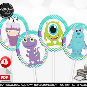 Monsters Centerpieces Baby Monsters Birthday Party Supplies Monsters Baby Shower Table Decorations Monsters Cake Topper Digital Download DMI