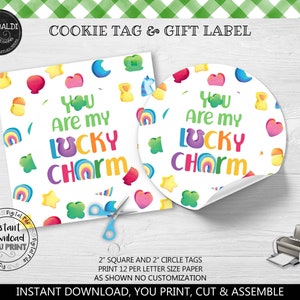Instant download You're my lucky charm Cookie Tag, Green Shamrock Good Luck Clover Printable Tag, Happy St. Patrick's Day favor Tag SPT