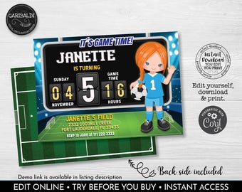 Soccer Birthday Invitation Editable Soccer Party Invite Kids Football Soccer Futbol Soccer World Cup Party Printable Digital Download FBS