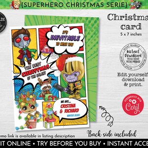 Editable Superhero Christmas Card Christmas Card Template Printable Christmas Card Instant Download Christmas Card Galaxy Holiday Card SHCH
