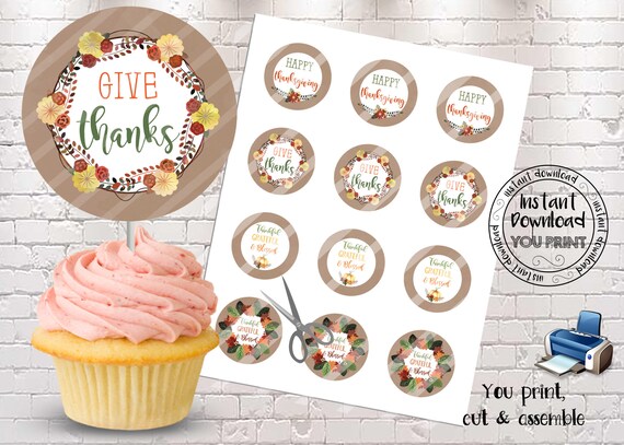 Printable Thanksgiving Cupcake Toppers Thanksgiving Party | Etsy