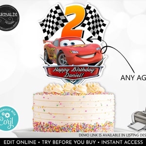 Editable Race Cars Cake Topper Racing Car Centerpieces Cars T-shirt ...