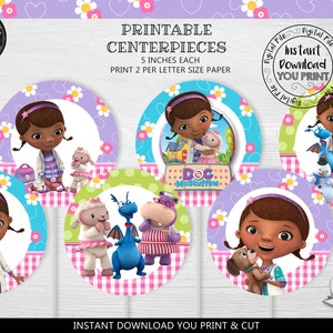 Instant Download Doctor Centerpieces Doctor Birthday Party Decorations Doc Printable Party Supplies DIY Mcstuffins Centerpieces DMS