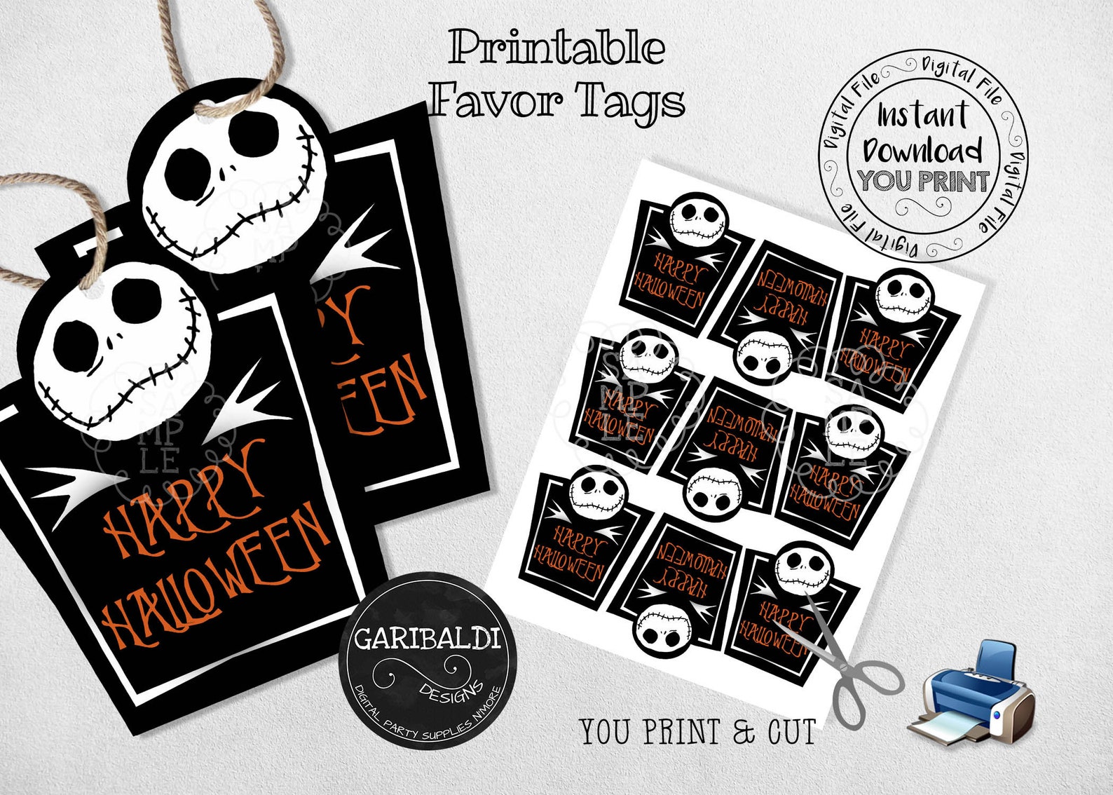 Printable Nightmare Before Christmas Favor Tags Nightmare Etsy