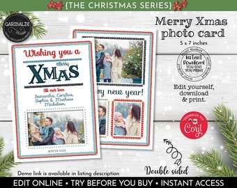 Editable Photo Christmas Card Christmas Card Template Printable Christmas Photo Card Instant Download Christmas Card Christmas Card CH20