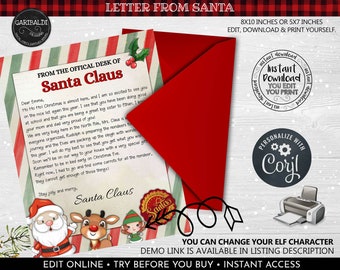 Editable Letter From Santa Instant Download Christmas Eve Letter From Santa Personalized Letter from Santa Claus North Pole Santa Mail 1 CH