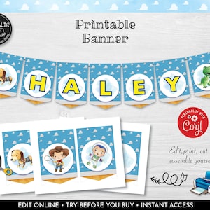 EDITABLE Toy Story Printable Banner, Toy Story Pennant Banner, Instant Download Toy Story Party Decorations, Toy Story Baby Shower, TSS