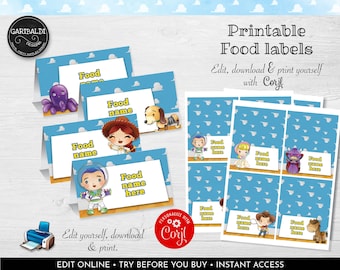 Editable Toy Story Food Labels Toy Story Buffet Food Tent Cards Instant Download Toy Story Place Cards Template Toy Story food labels TSS