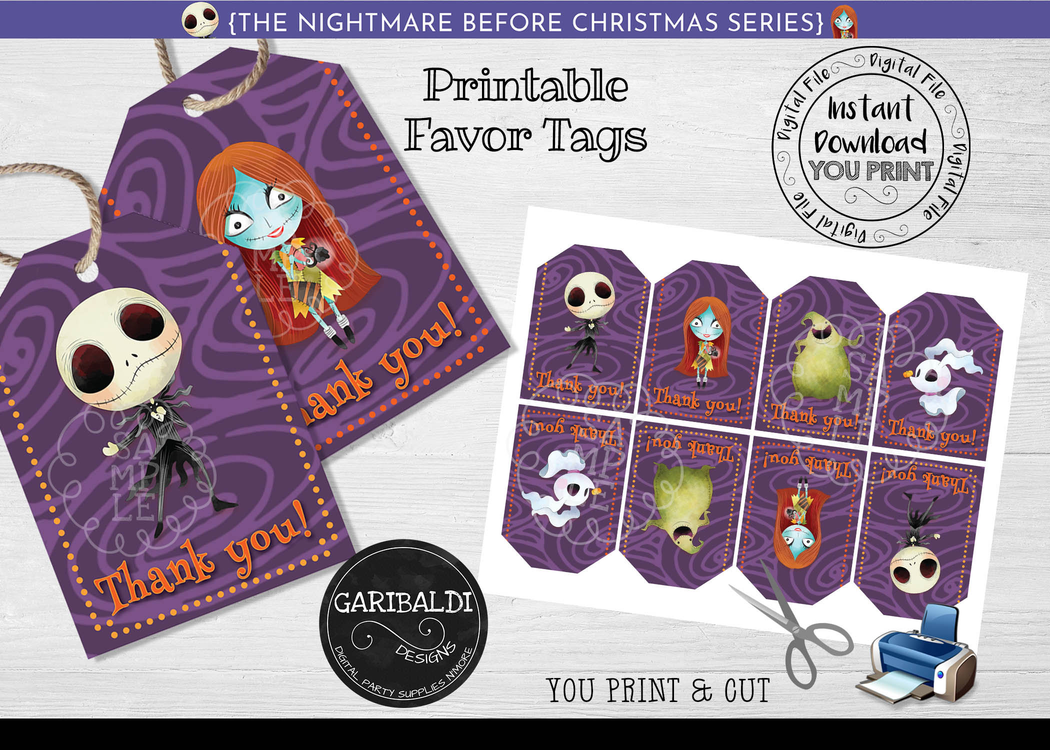 Nightmare Before Christmas Favor Tags Nightmare Before Etsy
