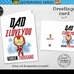 Instant download Vaderdagkaart, Superheld Vaderdagkaart, Super Dad Printable Gift Card, Vaderdag Super Hero Wenskaart FTHD