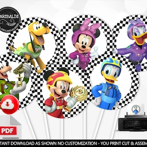 Mickey Roadster Racers Centerpieces Car Racers Birthday Party Decor Racing Cars Cake Topper Mickey Cars Party Supplies Digital Download MRRP