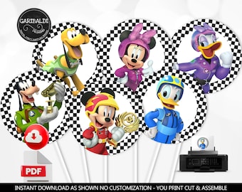 Mickey Roadster Racers Centerpieces Car Racers Birthday Party Decor Racing Cars Cake Topper Mickey Cars Party Supplies Digital Download MRRP