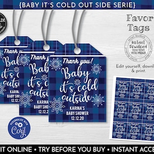 Editable Favor Tags, Instant Download Baby it's Cold Outside Gift Tags, Baby it's Cold Outside Baby Shower Favor Tags, Winter Gift Tags BCO1