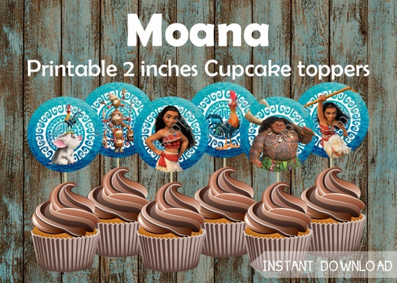 Printable Moana Cupcake Toppers Moana Birthday Party Etsy Printable Moana Cupcake Toppers Moana Birthday Party Etsy