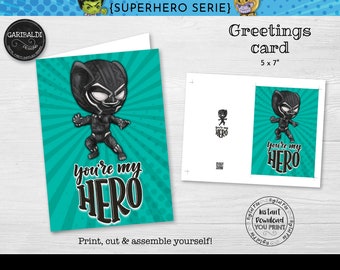 Instant download Father's Day card, Superhero Fathers day Card, Super Dad Printable Gift Card, Father's Day Super Hero Greeting Card FTHD