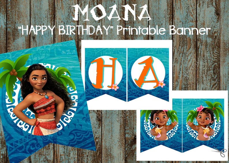Moana Banner Moana Happy Birthday Banner Moana Printable | Etsy