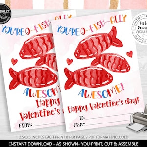 Fisch Valentinstag Karten Ofishally Awesome Fish Treat Tag Valentines Geschenkanhänger Schule Kind Klassenzimmer Austausch Gummy Fish Printable Tag VL
