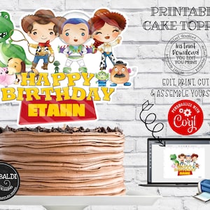 Instant download Toy Story Cake topper, Editable Toy Story Cake Topper, DIY Toy Story Centerpiece, Toy Story Birthday Party Decorations TSS