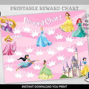 Instant download Reward Chart Printable Chart Princess Chart Potty Train Chart Behavior Chart Daily Reward Chart for Kids Routine Chart RW