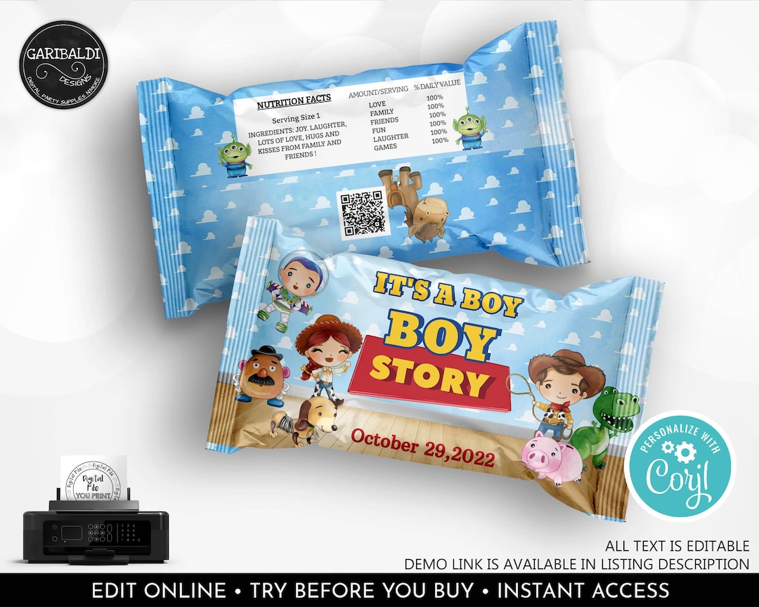 Editable Toy Story Rice Treats Wrapper Toy Story Birthday Party Favors ...